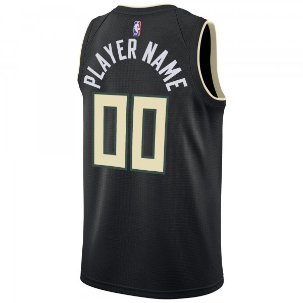 Men's Milwaukee Bucks Jordan Brand Black Swingman Custom Jersey - Statement Edition