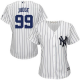 New York Yankees #99 Aaron Judge White Strip Home Women's Stitched MLB Jersey