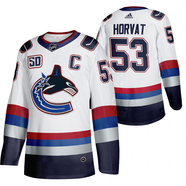 Men's Adidas Vancouver Canucks #53 Bo Horvat 50th Anniversary Vintage 2020 Jersey