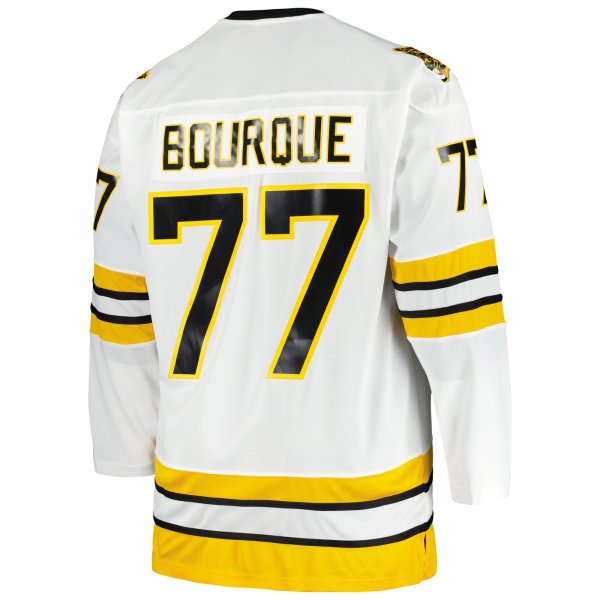 Men's Boston Bruins Ray Bourque Mitchell & Ness White Big & Tall Captain Patch Blue Line Player Jersey