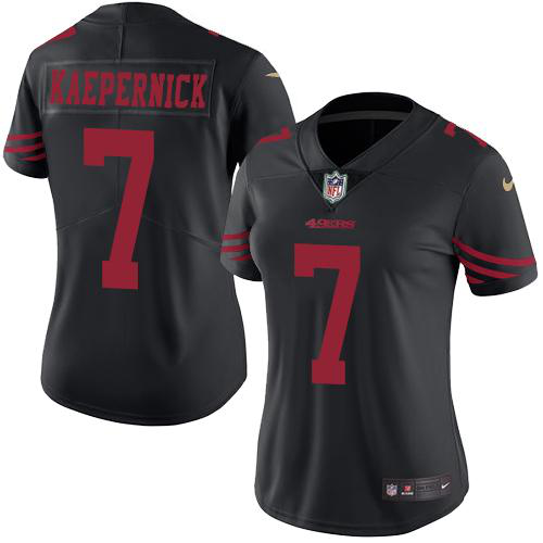 Nike San Francisco 49ers #7 Colin Kaepernick Black Women's Stitched NFL Limited Rush Jersey