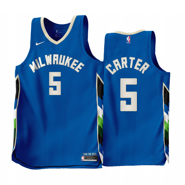 Milwaukee Bucks Jevon Carter #5 Blue 2022-23 City Edition Jersey