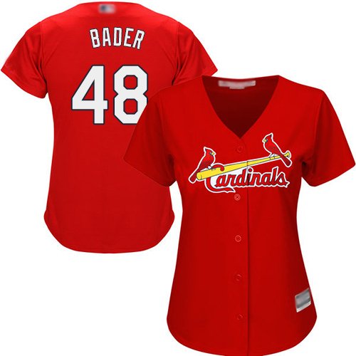 St.Louis Cardinals #48 Harrison Bader Red Alternate Women's Stitched MLB Jersey