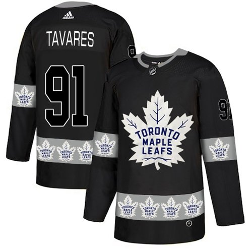 Adidas Toronto Maple Leafs #91 John Tavares Black Team Logo Fashion Stitched NHL Jersey