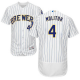 Men's Milwaukee Brewers #4 Paul Molitor White Strip Flexbase Collection Stitched MLB Jersey