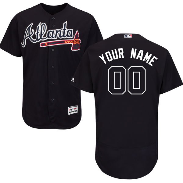 Men's Atlanta Braves Majestic Alternate Navy Flex Base Collection Custom MLB Jersey