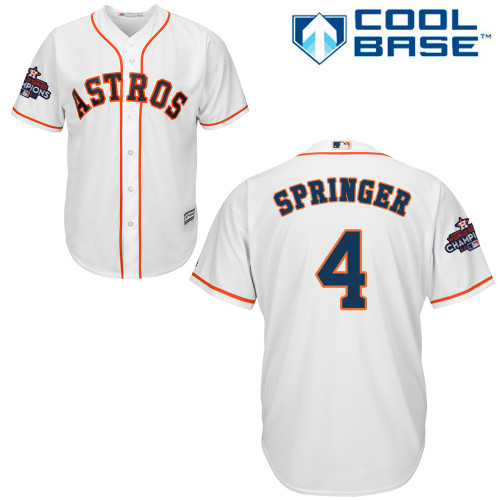 Houston Astros #4 George Springer White New Cool Base 2017 World Series Champions Stitched MLB Jersey