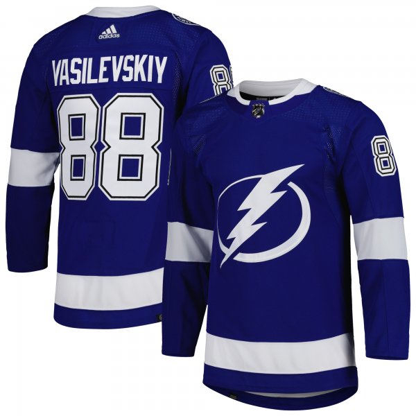 Men's Tampa Bay Lightning Andrei Vasilevskiy adidas Blue  Primegreen Player Jersey