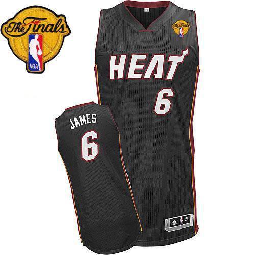 Men's Miami Heat Finals Patch #6 LeBron James Revolution 30 Black Stitched NBA Jersey