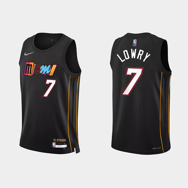 Men's Miami Heat #7 Kyle Lowry 2021-22 75th Anniversary City Black NBA Jersey