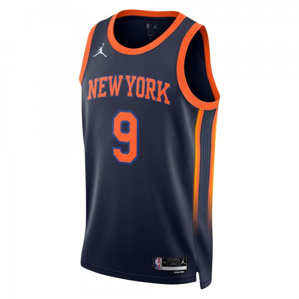 Unisex New York Knicks RJ Barrett Jordan Brand Navy Swingman Jersey - Statement Edition