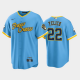 Men's Milwaukee Brewers 2022 City Connect #22 Christian Yelich Powder Blue Cool Base MLB Jersey