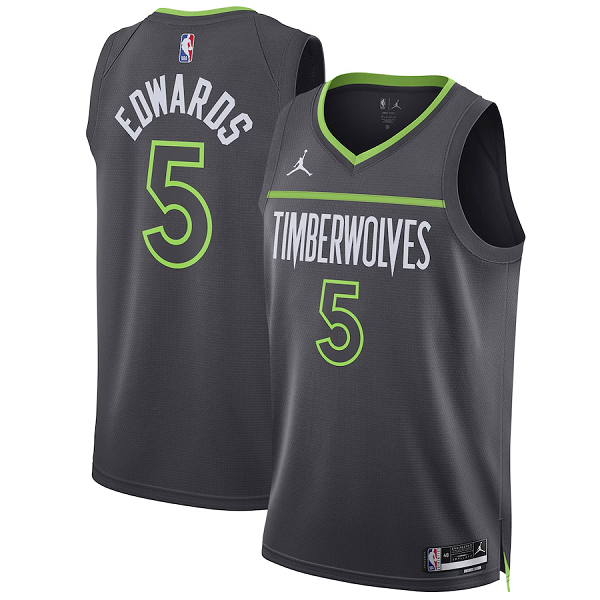 Youth Unisex Minnesota Timberwolves #5 Anthony Edwards Jordan Brand Charcoal Swingman NBA Jersey - Statement Edition