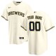 Youth Milwaukee Brewers Nike Cream Home Replica Custom Jersey