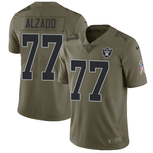 Men's Nike Las Vegas Raiders #77 Lyle Alzado Olive Stitched NFL Limited 2017 Salute To Service Jersey