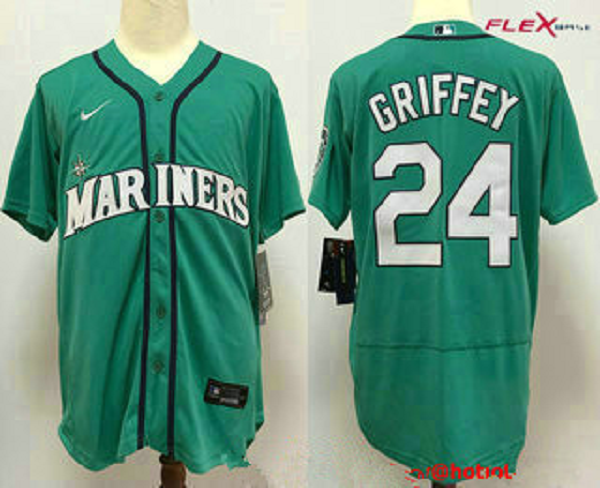 Men's Seattle Mariners #24 Ken Griffey Jr. Teal Green Stitched MLB Flex Base Nike Jersey