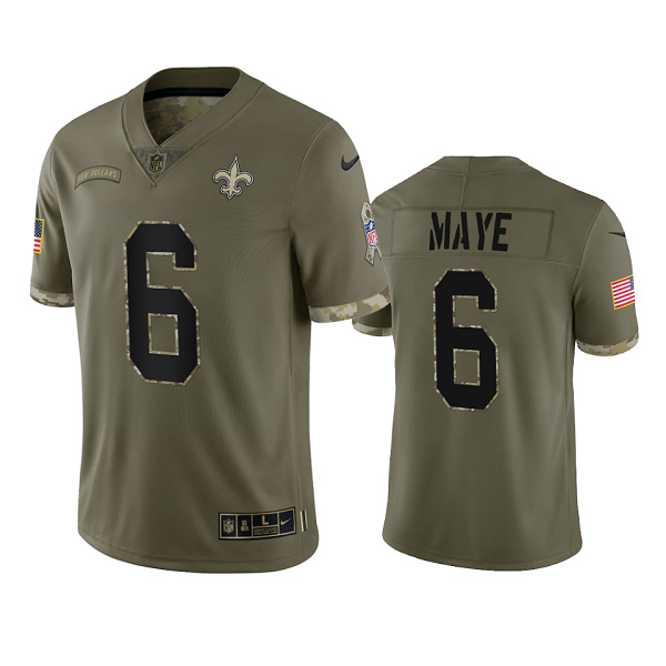 New Orleans Saints Marcus Maye #6 Olive 2022 Salute To Service Limited Jersey