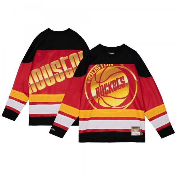 Women's Houston Rockets  Mitchell & Ness Red Hardwood Classics Big Face 4.0 Hockey Jersey