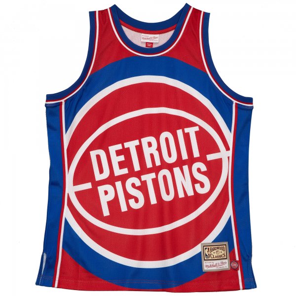 Men's Detroit Pistons  Mitchell & Ness Red Hardwood Classics Blown Out Fashion Jersey