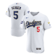 Men's Nike Los Angeles Dodgers #5 Corey Seager White VII Gold Series MLB Jersey