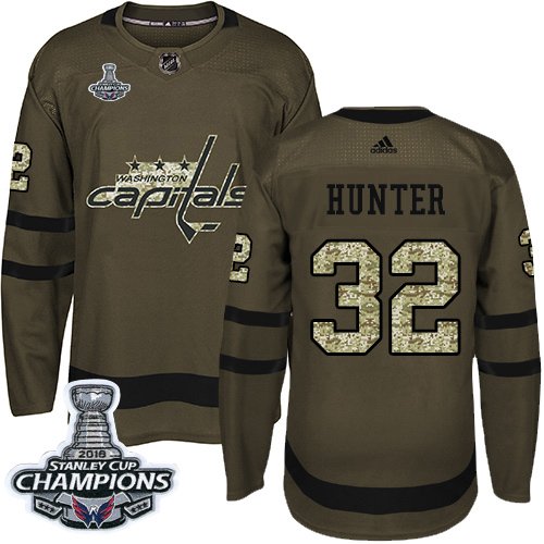 Adidas Washington Capitals #32 Dale Hunter Green Salute to Service Stanley Cup Final Champions Stitched NHL Jersey