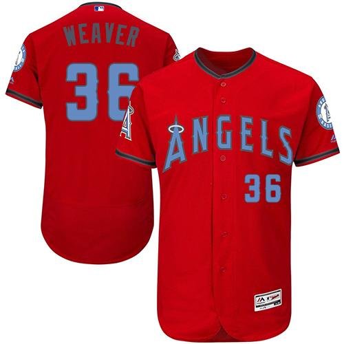 Los Angeles Angels of Anaheim #36 Jered Weaver Red Flexbase Collection 2016 Father's Day Stitched MLB Jersey