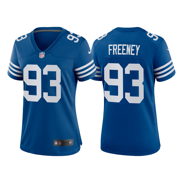 Women's Indianapolis Colts #93 Dwight Freeney Royal 2021 Throwback Limited Retired Player NFL Jersey