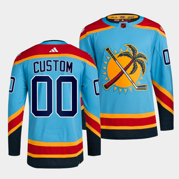 Men's Florida Panthers Custom Blue 2022 Reverse Retro NHL Jersey