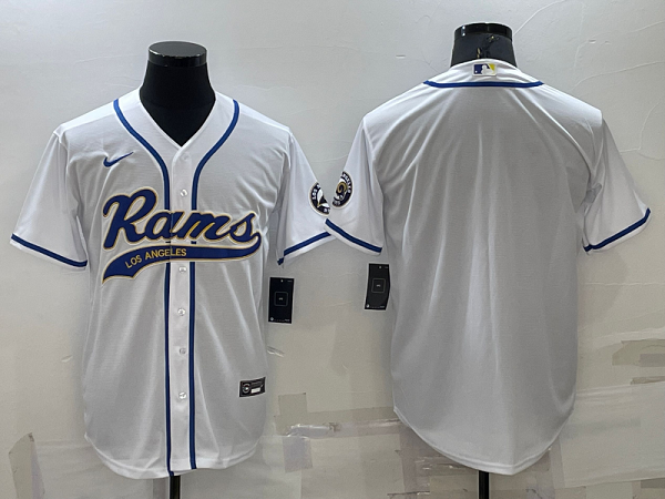 Men's Los Angeles Rams Blank White Stitched Baseball Cool Base Jersey