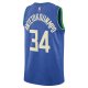 Unisex Milwaukee Bucks Giannis Antetokounmpo Nike Blue 2023/24 Swingman Jersey - City Edition