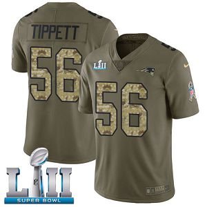 Men's Nike NFL New England Patriots #56 Andre Tippett Limited Olive/Camo 2017 Salute to Service Super Bowl LII Jersey