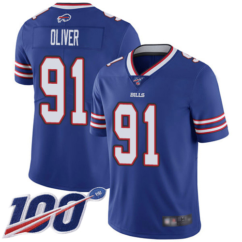 Buffalo Bills #91 Ed Oliver Royal Blue Team Color Men's Stitched NFL 100th Season Vapor Limited Jersey