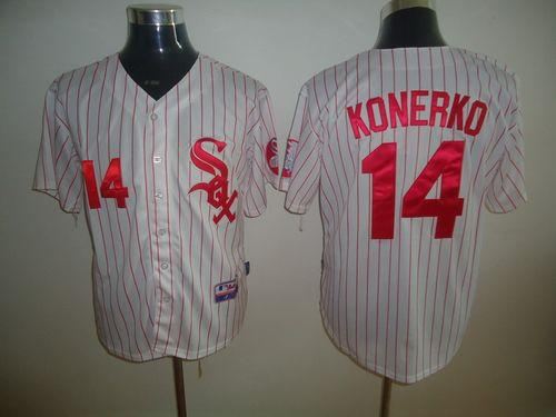 Women's Chicago White Sox #14 Paul Konerko White Red Strip Stitched MLB Jersey