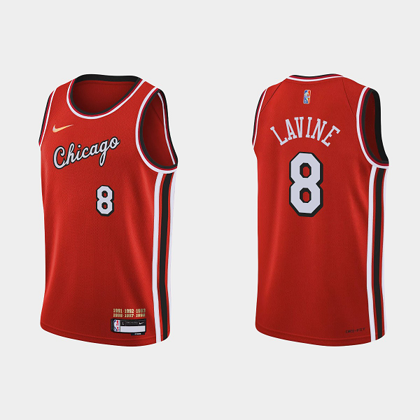 Men's Chicago Bulls #8 Zach LaVine 75th Anniversary Red City NBA Jersey