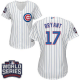 Chicago Cubs #17 Kris Bryant White(Blue Strip) Home 2016 World Series Bound Women's Stitched MLB Jersey