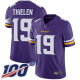 Minnesota Vikings #19 Adam Thielen Purple Team Color Youth Stitched NFL 100th Season Vapor Limited Jersey