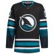 Men's San Jose Sharks adidas Black Alternate Primegreen Custom Jersey