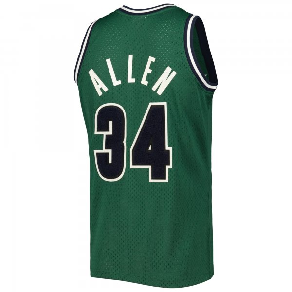 Men's Milwaukee Bucks Ray Allen Mitchell & Ness Hunter Green 2000/01 Hardwood Classics Off-Court Swingman Jersey