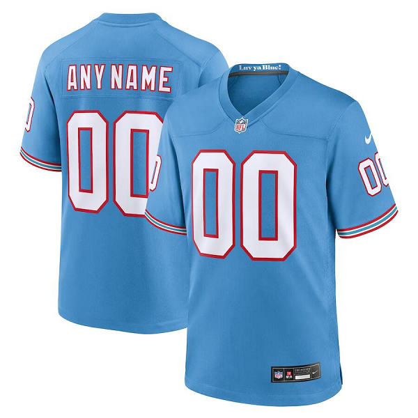 Men's Tennessee Titans #00 Nike Light Blue Oilers Throwback Custom Limited NFL Jersey