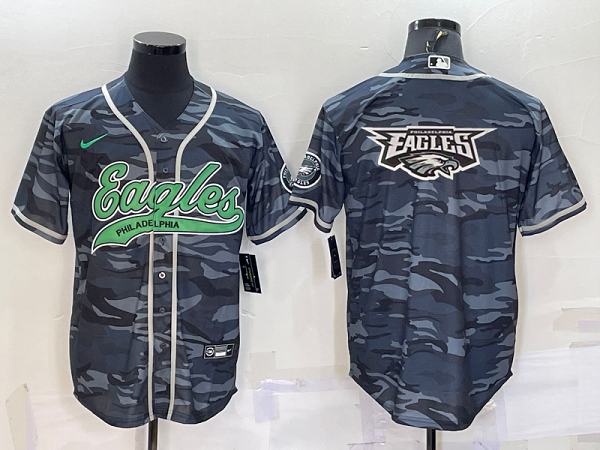 Men's Philadelphia Eagles Blank Camouflage Stitched Baseball Cool Base Jersey