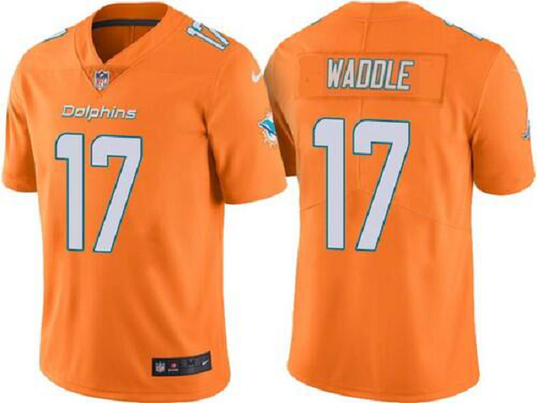 Men's Miami Dolphins #17 Jaylen Waddle Orange NFL Color Rush Limited Jersey