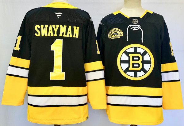 Men's #1 Jeremy Swayman Boston Bruins Yellow And Black City Edition Jersey