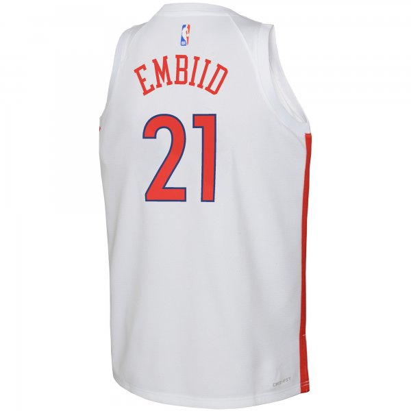 Youth Philadelphia 76ers Joel Embiid Nike White 2022/23 Swingman Jersey - City Edition