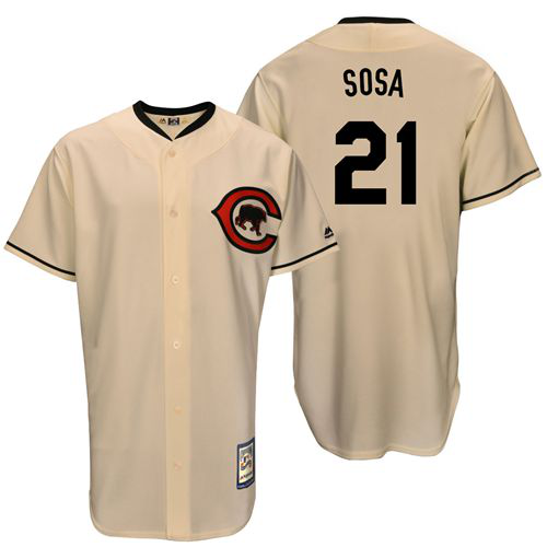 Mitchell And Ness Chicago Cubs #21 Sammy Sosa Cream Throwback Stitched MLB Jersey