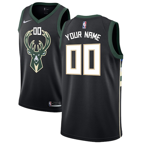 Men's Nike Milwaukee Bucks Black Swingman Custom Jersey - Statement Edition