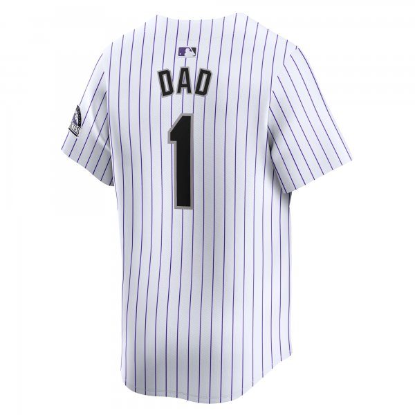 Men's Colorado Rockies Nike White #1 Dad Home Limited Jersey