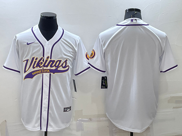 Men's Minnesota Vikings Blank White Stitched Baseball Cool Base Jersey