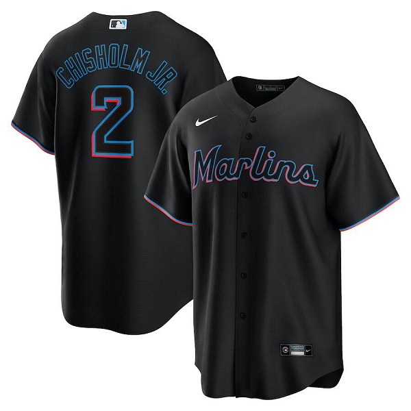 Youth Miami Marlins #2 Jazz Chisholm Jr. Nike Black Alternate Player MLB Jersey