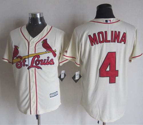 St. Louis Cardinals #4 Yadier Molina Cream New Cool Base Stitched MLB Jersey