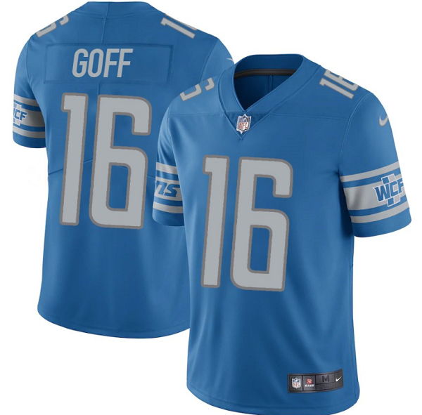 Men's Nike Detroit Lions #16 Jared Goff Football Blue Limited Stitched Jersey